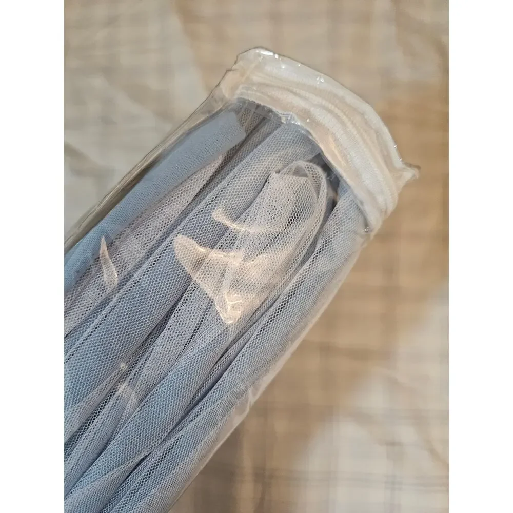 NEW Bujasso Double Layer 80% Blackout Curtains with Sheer Overlay, Sky Blue 84
